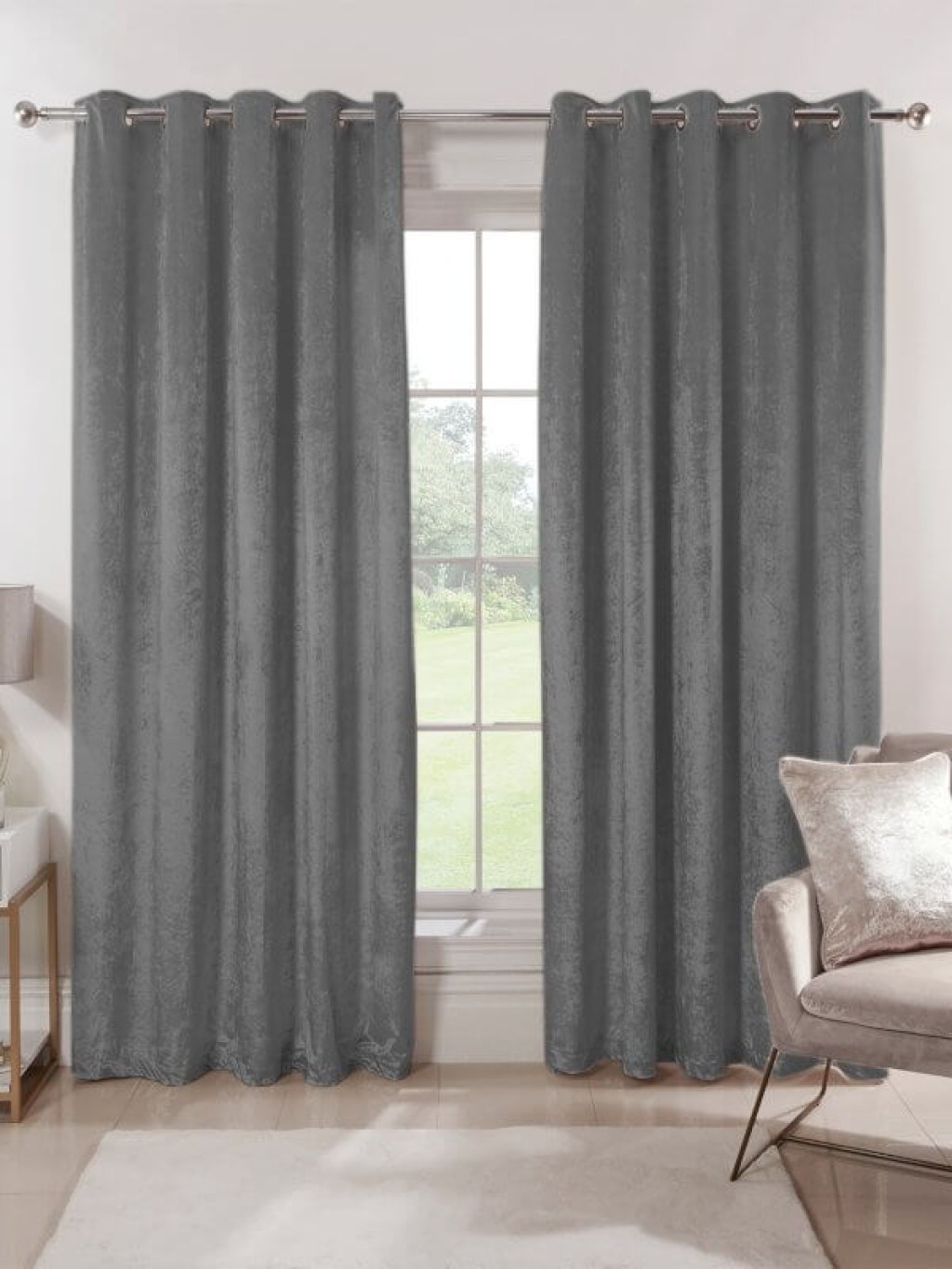 Κουρτίνα Blackout-Συσκότισης Ανθρακί Luxury Velour με Τρουκς Γαρύφαλλο 290x280 | Γαρύφαλλο - Λευκά Είδη