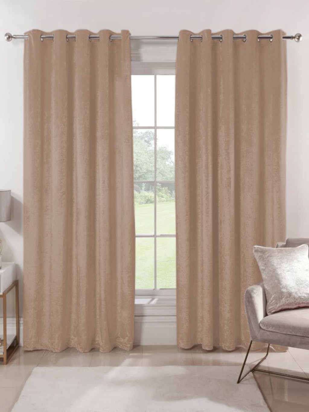 Κουρτίνα Blackout-Συσκότισης Μπεζ Luxury Velour με Τρουκς Γαρύφαλλο 290x280 | Γαρύφαλλο - Λευκά Είδη