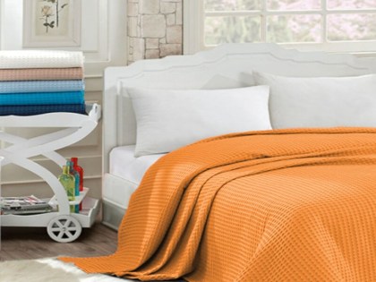 Κουβέρτα Πικέ Υπέρδιπλη Πορτοκαλί Βαμβακερή Hotel Line 350gsm Γαρύφαλλο 220x240 | Γαρύφαλλο - Λευκά Είδη