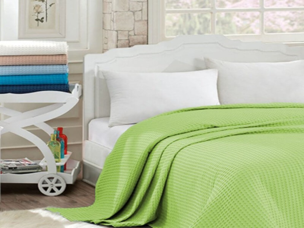 Κουβέρτα Πικέ Υπέρδιπλη Πράσινη Βαμβακερή Hotel Line 350gsm Γαρύφαλλο 220x240 | Γαρύφαλλο - Λευκά Είδη