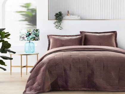 Κουβερλί Υπέρδιπλο Ροζ Luxury Velvet Γαρύφαλλο 220x240 | Garifallo.gr
